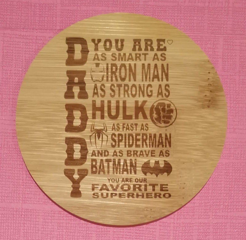 Coaster gegraveerd  DADDY SUPERHEROE
