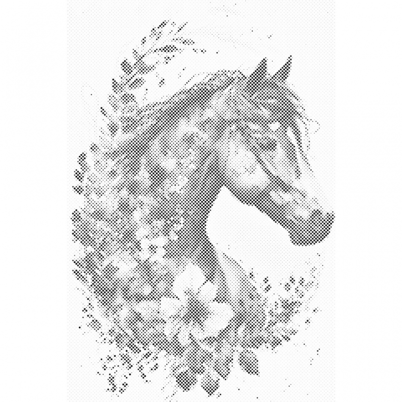 DOT068 HORSE WITH FLOWERS 40 X 60 CM