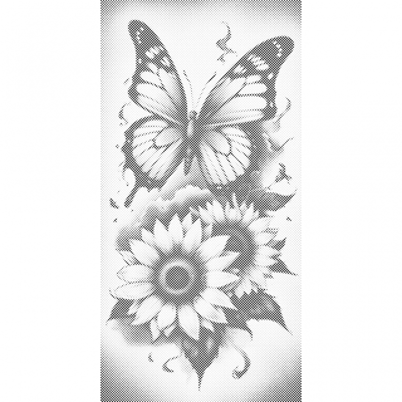 DOT069 BUTTERFLY AND SUNFLOWERS  40 X 80 CM BLACK